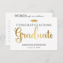 Vita Guld Student Ord i Wisdom Studenten Tilläggskort