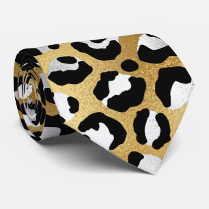 Vita guld svartleoparder chic av djurskinn slips