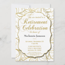 Vita Guld Swirl Pension inbjuden Elegant