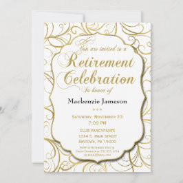 Vita Guld Swirl Pension inbjuden Elegant Inbjudningar