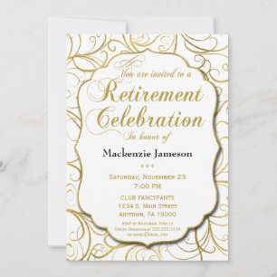 Vita Guld Swirl Pension inbjuden Elegant Inbjudningar