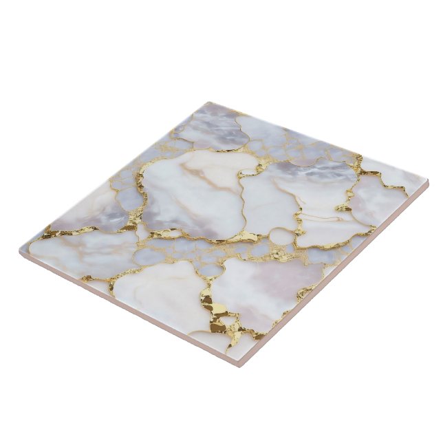 Vita Guld Trendig Marble Agate Collection Kakelplatta (Sidan)