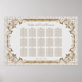 Vita Guld Underbara Gatsby Art Deco-sätesdiagram Poster