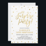 Vita & Guld | Vuxen 50:e överraskande Födelsedagsf Inbjudningar<br><div class="desc">Fira din speciella dag med den här snyggten överraskande födelsedagsfest inbjudan-mallen. Den här designen har texturerad konfektion och kalligrafi i chic guld. Denna enkla men snyggt överraskningsinbjudan kommer att bli perfekt för alla moderna party. Du kan anpassa den till vilken händelse som helst.</div>