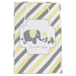 Vita, Gult och Grått Rand Elephants Baby Shower