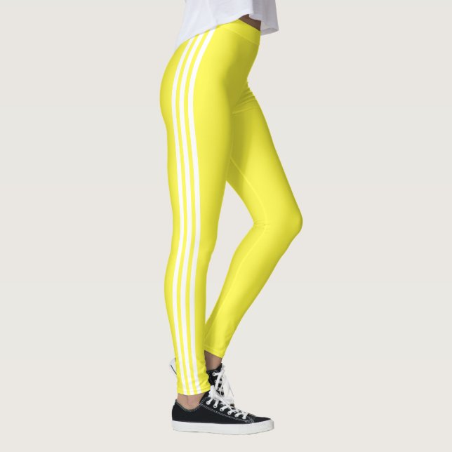 Vita Gulten Rand - Anpassningsbar Färg Leggings (Höger)