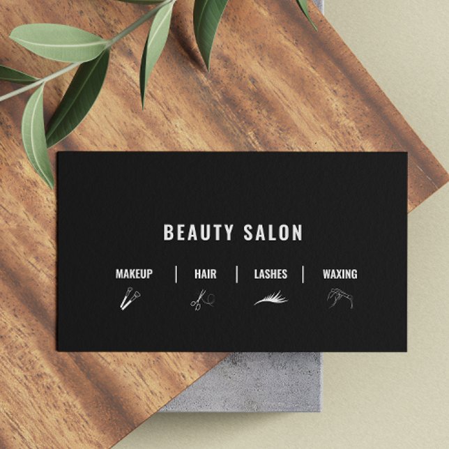 Vita Hair Salon Modern Bold Qr Code Social Media Visitkort (White Hair Salon Modern Bold Qr Code Social Media Business Card)
