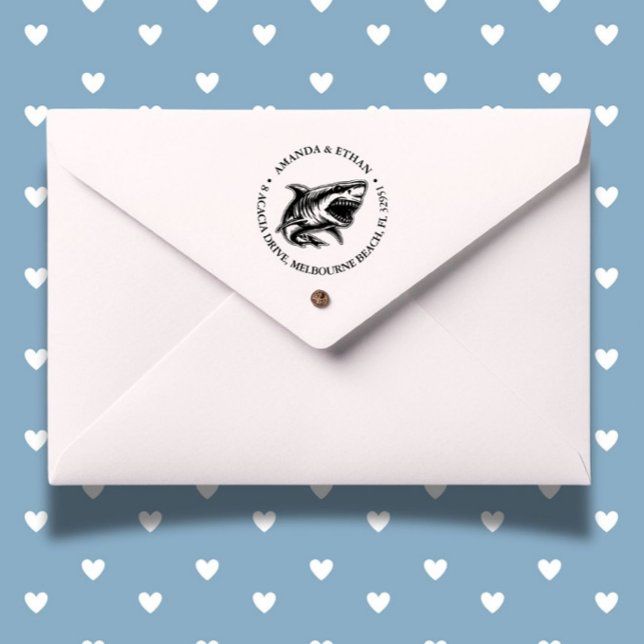 Vita hajtema självfärgande stämpel (Make every mark fun with our Shark Theme Self-inking Stamp)