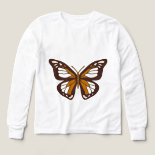 Vita halva ärmar T-shirts fjärilsdesign
