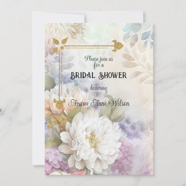 Vita halvor med Lila och blå dekorationer Inbjudningar (Framsida)