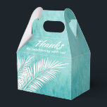 Vita Handflatan på favoritboxar i Ocean Turcos Par Presentaskar<br><div class="desc">Parti-favoritrutor med vita handflatan-fronder på en havssköldpaddor med vattenfärgsbakgrund. Perfekt för firande,  födelsedagsfest,  möhippa,  förlovningsfest,  pension party,  bröllop och annat. Klicka på CUSTOMIZE om du vill ändra bakgrunden till färg,  typsnitt och lägga till text. Se inbjudningar och MATCHING-objekt i vår butik —> http://bit.ly/2UyWIVj <—</div>