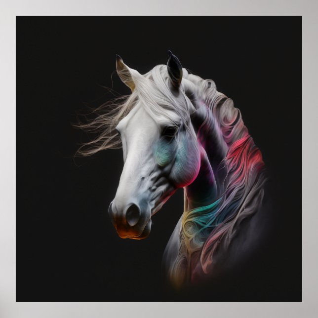 Vita hästar, Abstrakt Färg, konsthandling Poster (Framsidan)