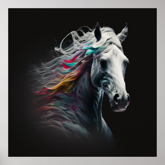 Vita hästar, Abstrakt Färg, konsthandling Poster (Framsidan)