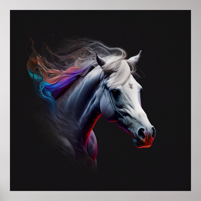 Vita hästar, Abstrakt Färg, konsthandling Poster (Framsidan)