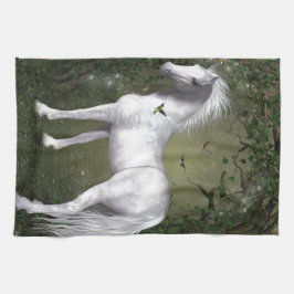 Vita hästar i Skogen med Hummingbird Kökshandduk