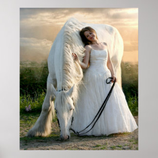Vita hästar med Bride Poster