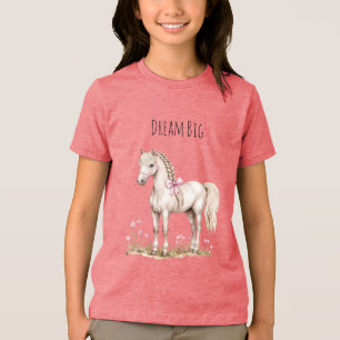 Vita hästar och blommor t shirt