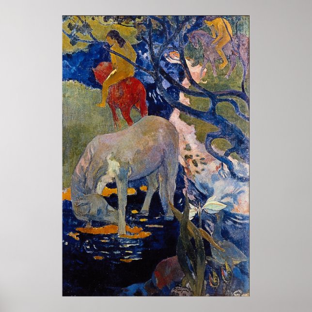 Vita hästen av Eugène Henri Paul Gauguin Poster (Framsidan)