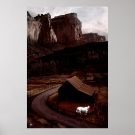 Vita hästen i Utah Canyonlands Poster