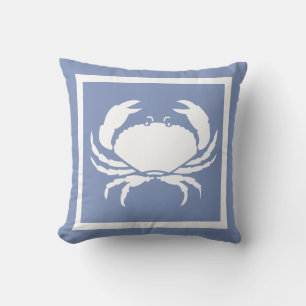 Vita havsblått utomhus Nautiskt CRAB Utomhuskudde