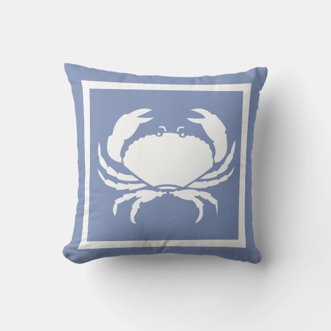 Vita havsblått utomhus Nautiskt CRAB Utomhuskudde (Framsida)