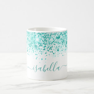 Vita havssköldpaddan glitter, grönt, namn kaffemugg