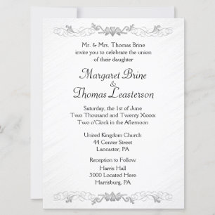 Vita Hearts accent Wedding-inbjudningar Inbjudningar
