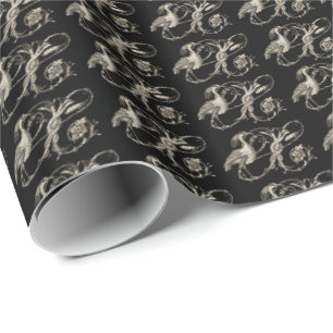 Vita Heron Mönster Wrapping Papper Presentpapper