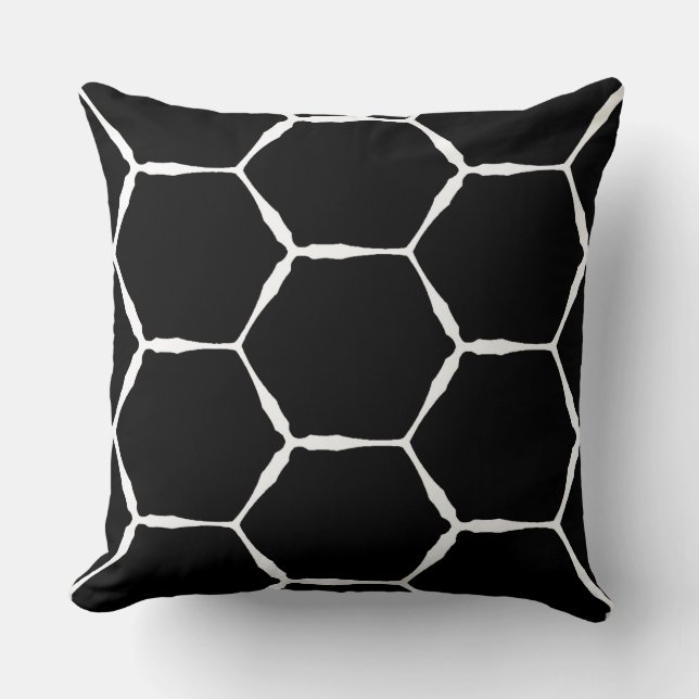 Vita Hexagons Wire Design Mönster Kudde (Framsida)