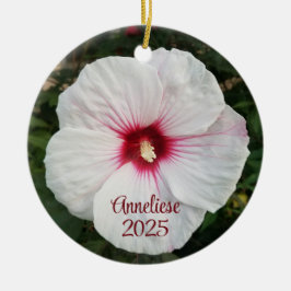 Vita Hibiscus Flower-foton Julgransprydnad Keramik