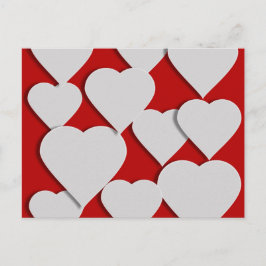 Vita hjärtan på Red Valentine Helg Vykort