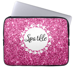 Vita Hjärter i Girly & Glam Shock rosa Gnistra Laptop Fodral