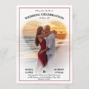 Vita Hjärtformade inbjudningar till Vignette-bröll