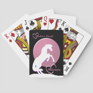 Vita hjärthästar V (Rosa) Casinokort