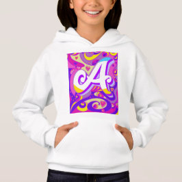 Vita hoodie för flickor med brev A-design T Shirt
