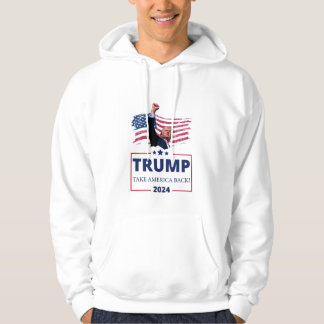Vita hoodie vad president Trump bekämpar logotyp