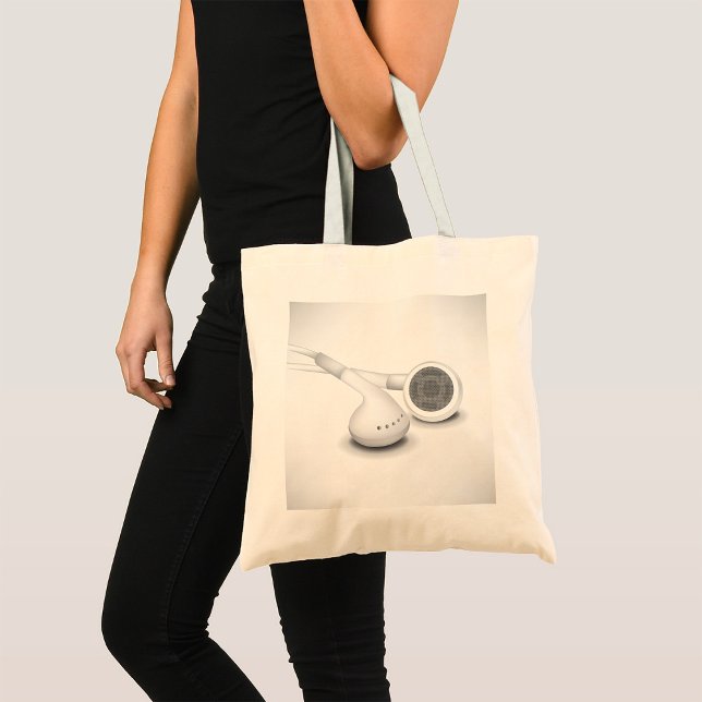 Vita hörlurar, Tote Bag Tygkasse (Skapare uppladdad)