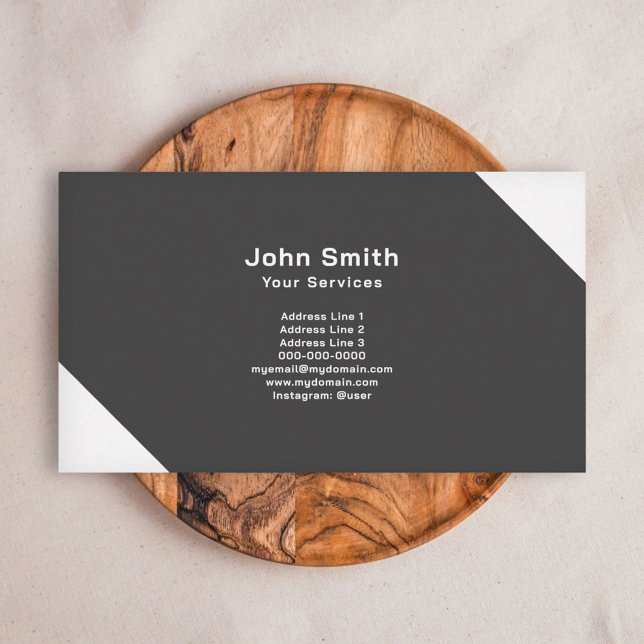 Vita hörn, minimalistiskt svart visitkort (White Corners, Minimalist Black Business Card)