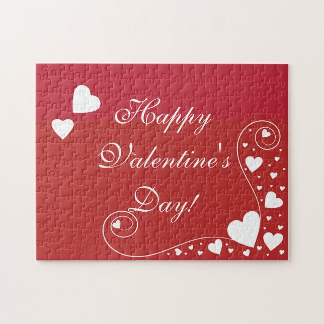 Vita hörn på röd pussel (Horisontell)