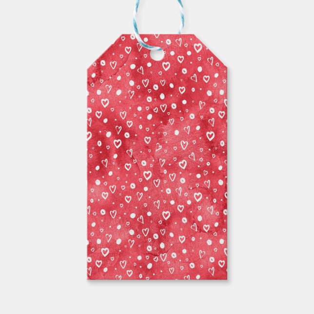 Vita hörn på Röda Stänk-bakgrunden Presentetikett (Framsidan)