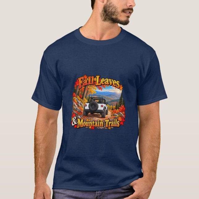 Vita höstlöv & bergsstigar T-Shirt (Framsida)