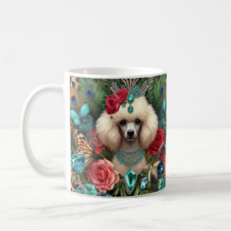 Vita Hund Blommigt Art. Kaffemugg