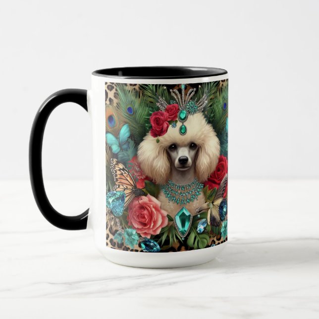 Vita Hund Blommigt Art. Mugg (Vänster)