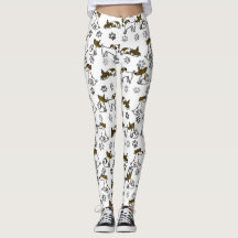 Vita Hund Tecknade Leggings