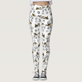 Vita Hund Tecknade Leggings