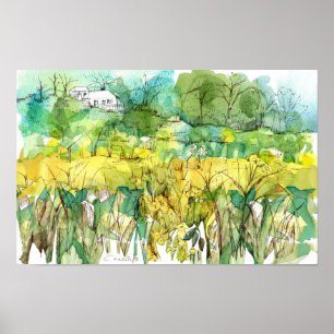 Vita huset Country Cowslips Vildblommor Vår Poster