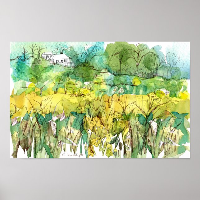 Vita huset Country Cowslips Vildblommor Vår Poster (Framsidan)