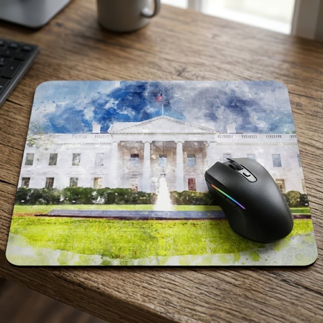 Vita huset i Washington DC Akvarell Musmatta (The White House in Washington DC Watercolor. Mouse Pad)