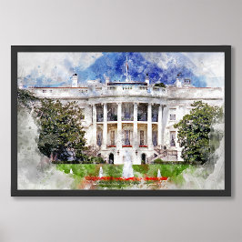Vita huset i Washington DC i Watercolor Fototryck
