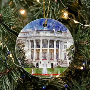 Vita huset i Washington DC – Södra fasaden Julgransprydnad Keramik